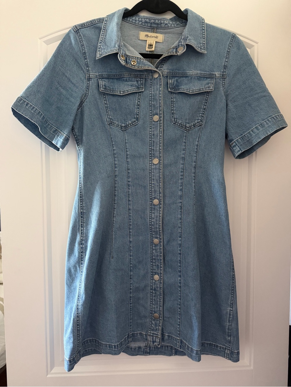 Madewell Light Blue Denim Button-Down Short Sleeve Dress